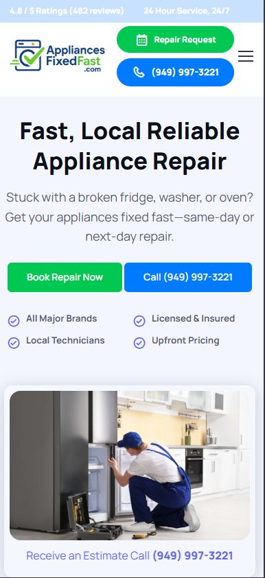 Appliances Fixed Fast website, built by Web Divisor