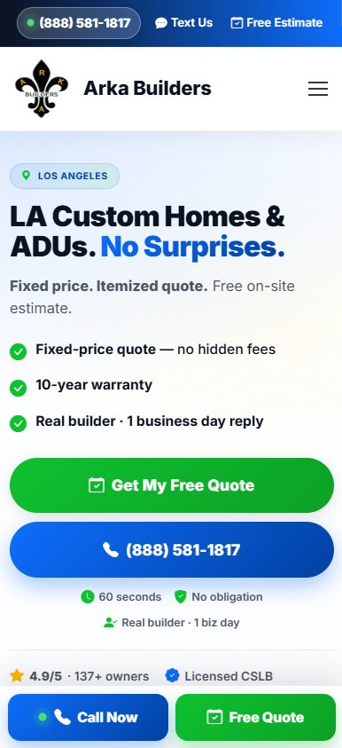 Arka Builders website designed by Web Divisor