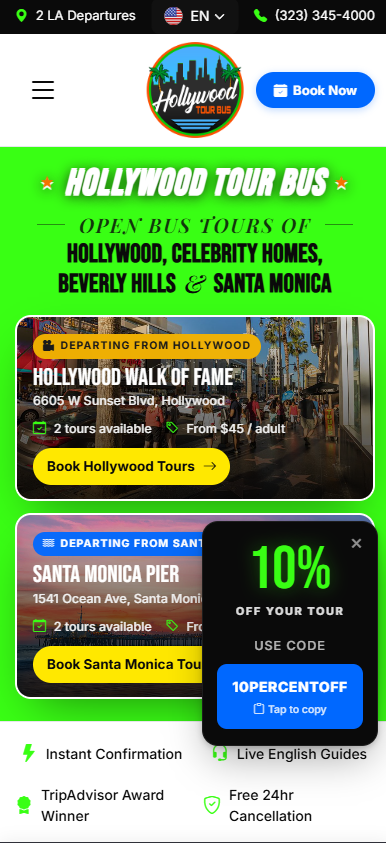 Hollywood Tour Bus website preview