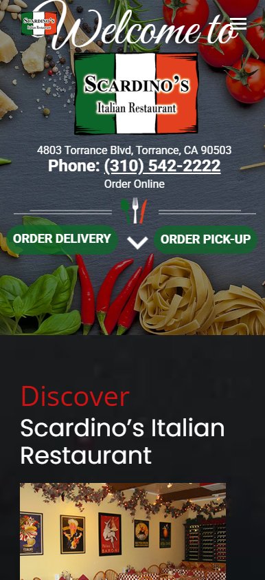 Scardino's Italian Restaurant website designed by Web Divisor