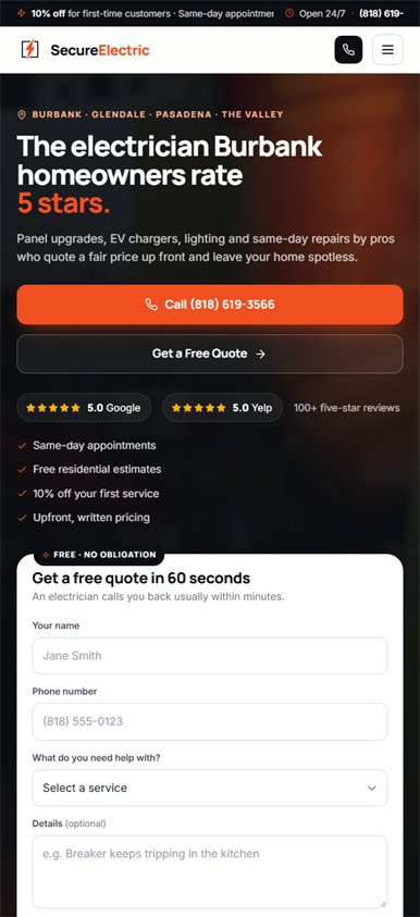 Secure Electric Group website, built by Web Divisor